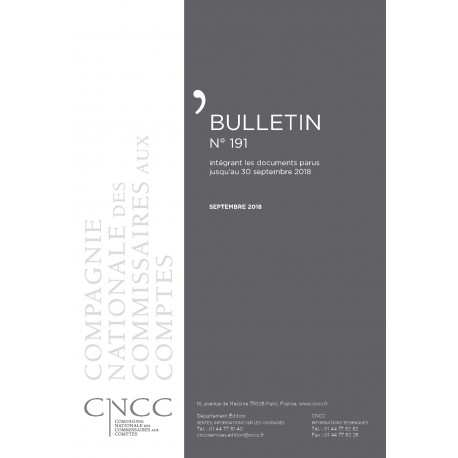Bulletin CNCC - SEPTEMBRE 2018 - N° 191