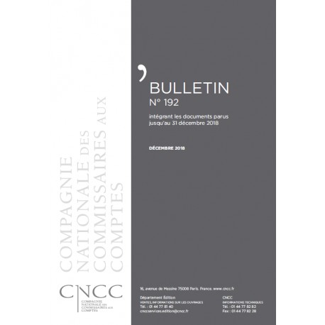 Bulletin CNCC - DECEMBRE 2018 - N° 192